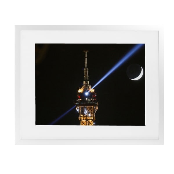 EIFFEL TOWER MOON White Framed Giclee Print By David Phillips