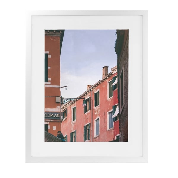 STILL CANAL REFLECTIONS VENICE White Framed Giclee Print By David Phillips