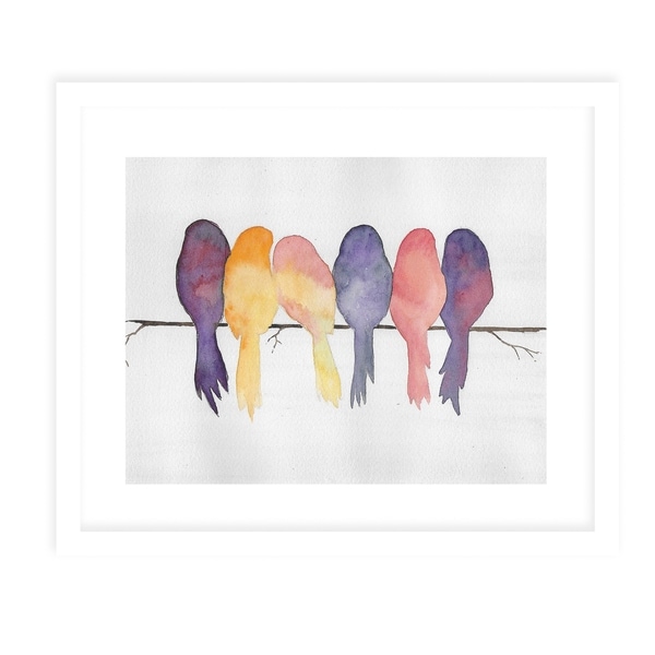 BIRDS ON A WIRE White Framed Giclee Print By Jayne Conte