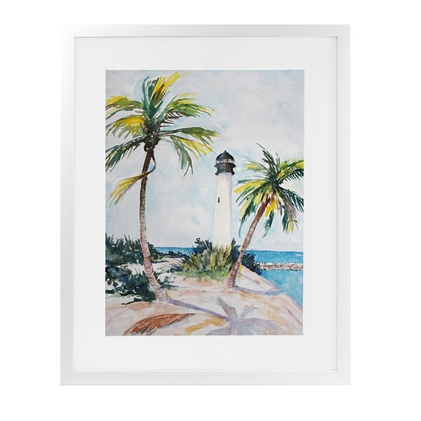LIGHT HOUSE PALMS White Framed Giclee Print By Jayne Conte