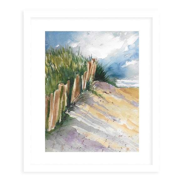 BEACH FENCE White Framed Giclee Print By Jayne Conte