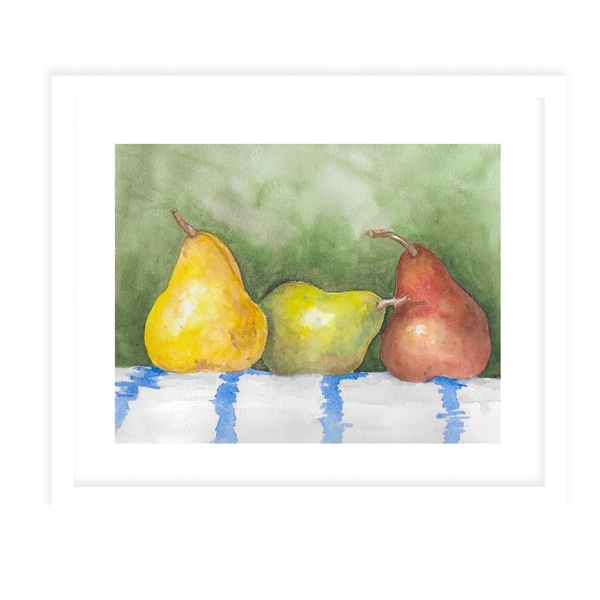 THREE PEARS White Framed Giclee Print By Jayne Conte