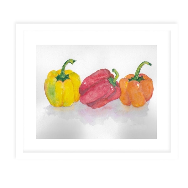 TRI COLOR PEPPERS White Framed Giclee Print By Jayne Conte