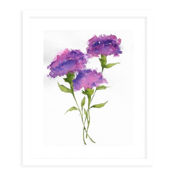 PURPLE CARNATIONS White Framed Giclee Print by Kavka Designs. Opens flyout.