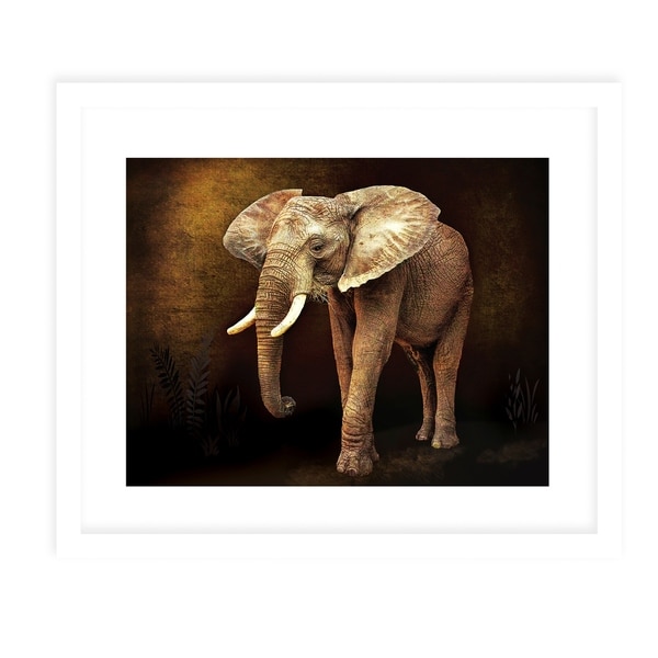 AWESOME ELEPHANT White Framed Giclee Print By Diane Pattie