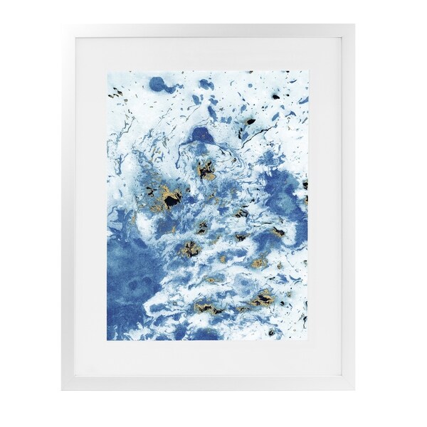 MARBLED BLUE White Framed Giclee Print By Marina Gutierrez