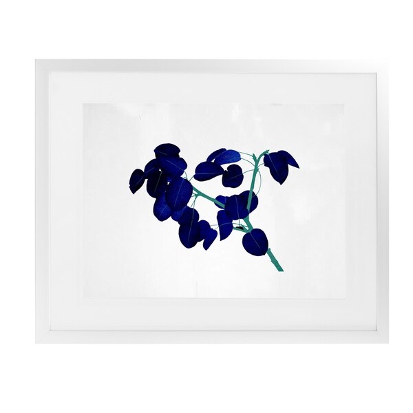 BLUE LEAVES White Framed Giclee Print By Terri Ellis
