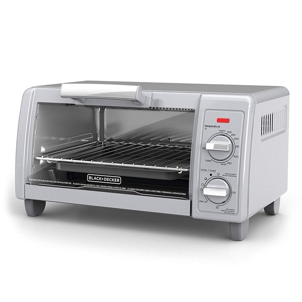 Black Decker 4 Slice Toaster Oven Easy Controls Silver Gray