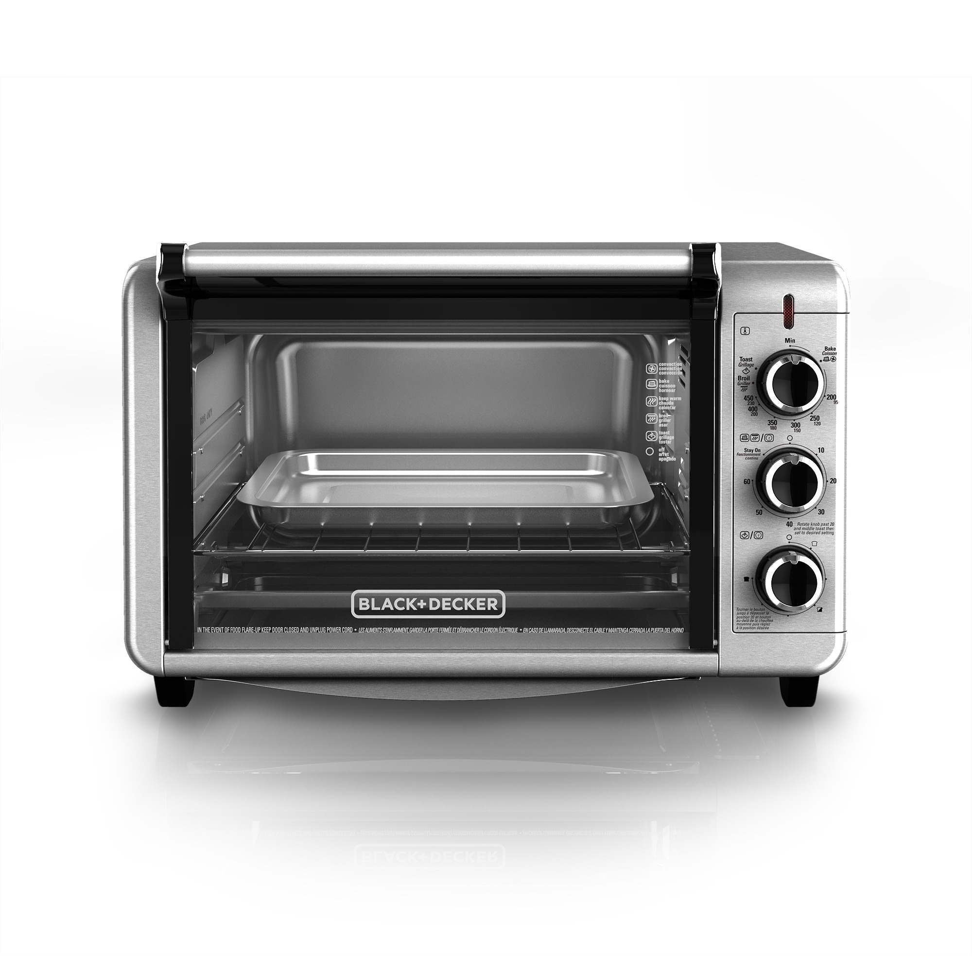 BLACK+DECKER 6-Slice Stainless Steel Convection Toaster Oven with Broiler  Pan in 2023