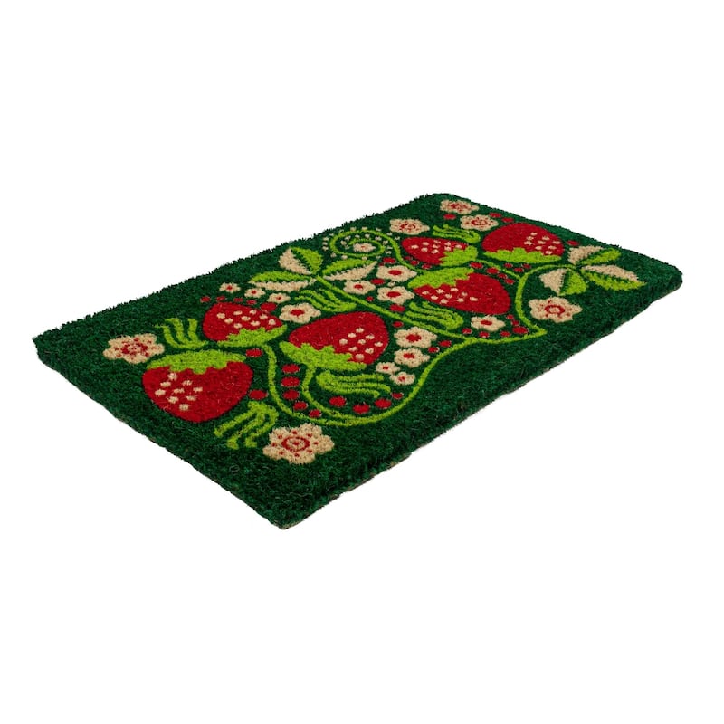 Entryways Strawberry Vines Handwoven Coconut Fiber Doormat - 18 x 30