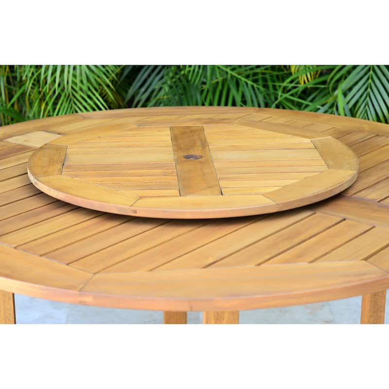 7-piece Wood Lazy Susan Dining Set with Aluminum Chairs - 7 Piece