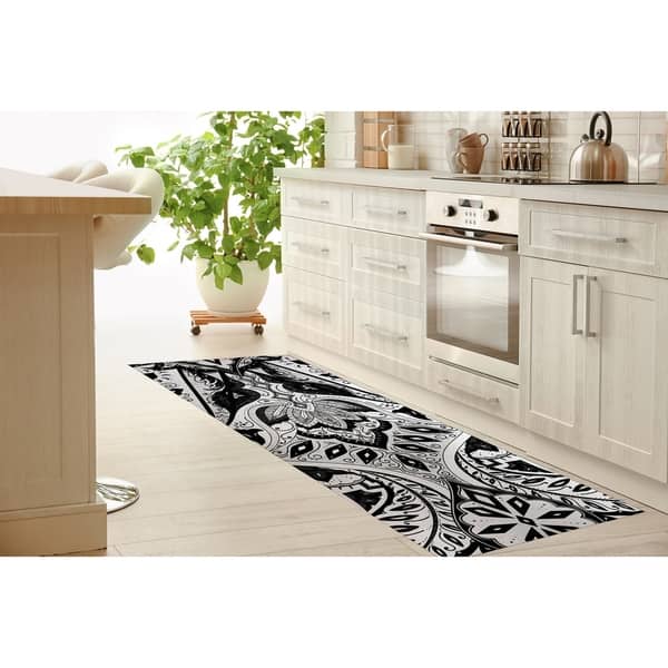 Mahal Black And White Kitchen Mat By Kavka Designs Overstock 30725709