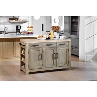 OSP Home Furnishings Cocina Kitchen Island with Spice Rack and Wood Top