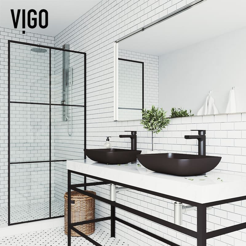 VIGO Sottile 18"L x 13"W x 4"H Glass Rectangular Vessel Bathroom Sink in MatteShell