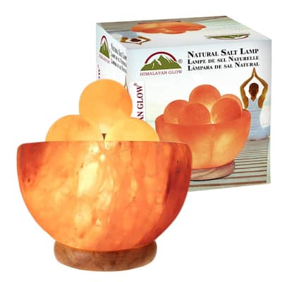 Himalayan Glow Bowl Salt Crystal Lamp with Neem Wooden Base ETL Certified - Pink'