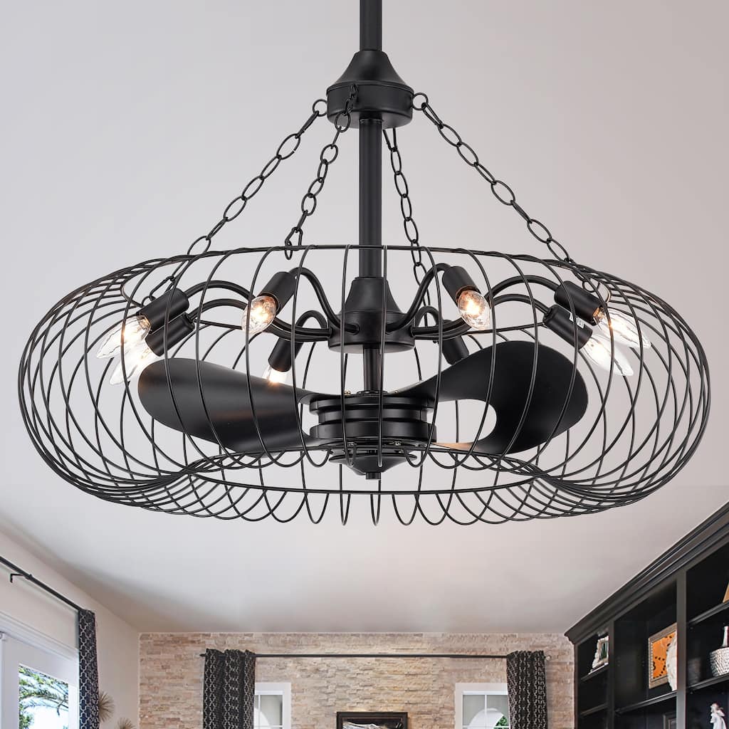 Carbon Loft Murcue Matte Black 31-inch 3-blade Ceiling Fan with Metal Open Cage (Includes Remote)