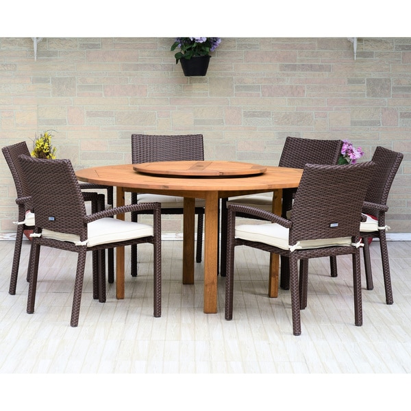 rattan table with lazy susan