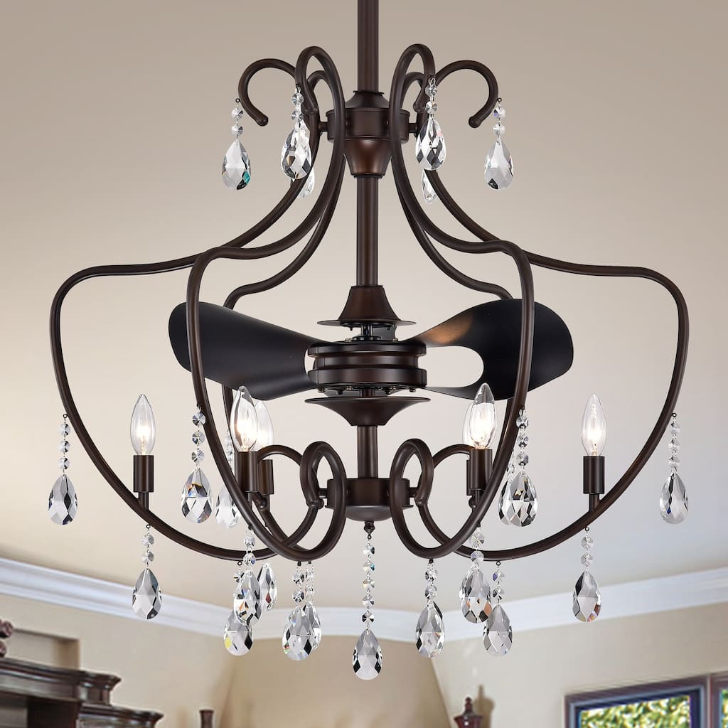 Gracewood Hollow Kahane 31-inch Antique Bronze 3-blade Lighted Ceiling Fan