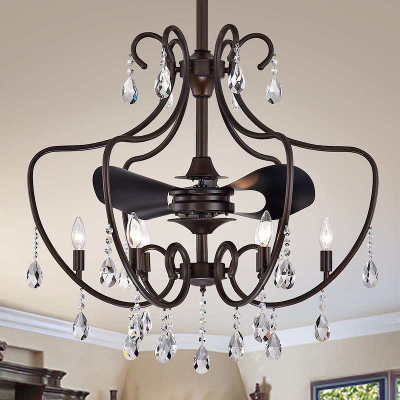 Gracewood Hollow Kahane 31-inch Antique Bronze 3-blade Lighted Ceiling Fan