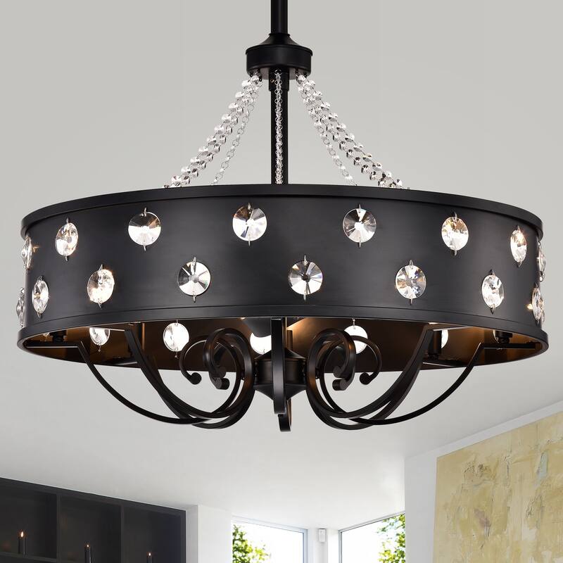 Gracewood Hollow 31-inch Matte Black Ceiling Fan Crystal