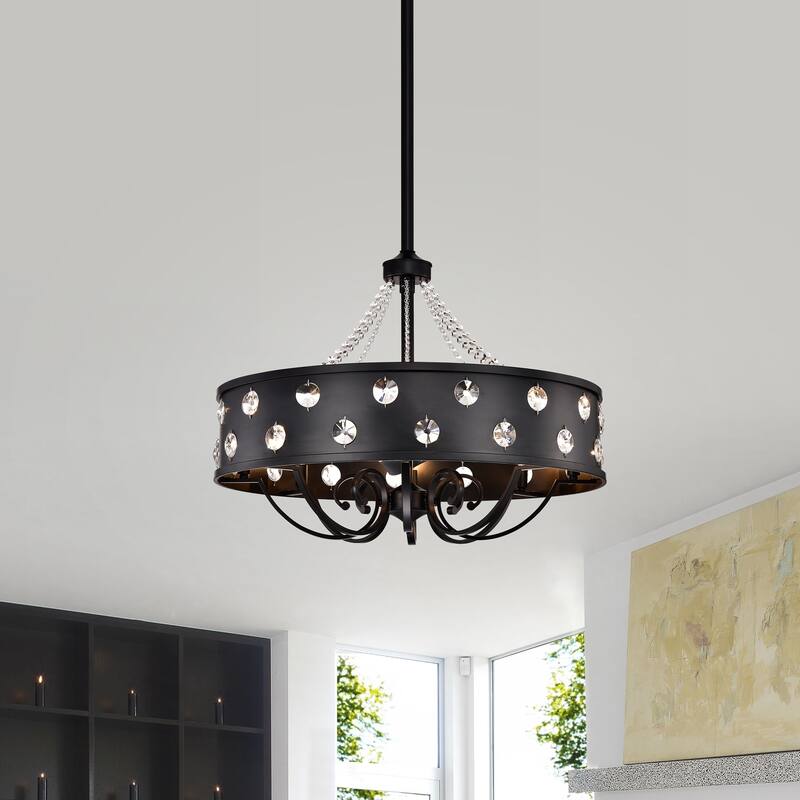 Gracewood Hollow 31-inch Matte Black Ceiling Fan Crystal