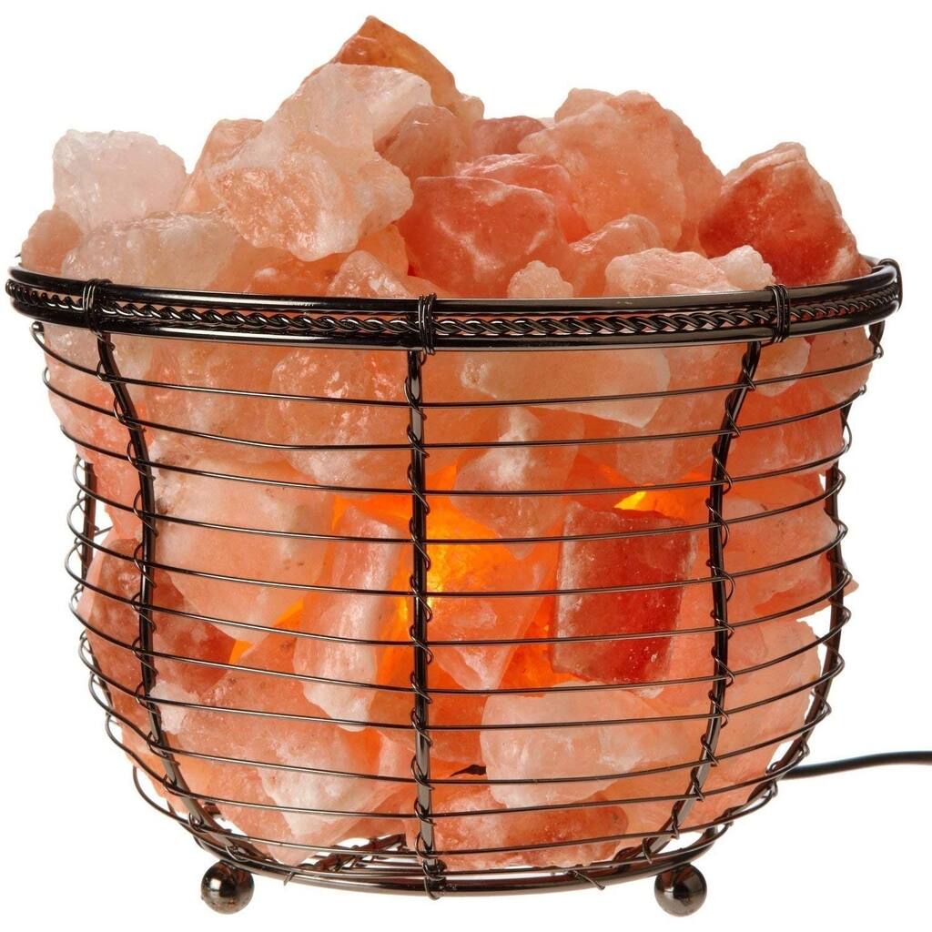 Himalayan Glow Natural Pink Salt Basket Lamp with Dimmer Switch
