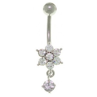 Solitaire Flower Dangling Belly Button Nave Ring