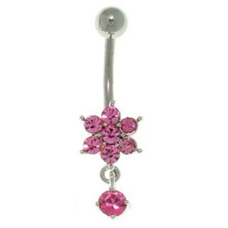 Solitaire Flower Dangling Belly Button Nave Ring