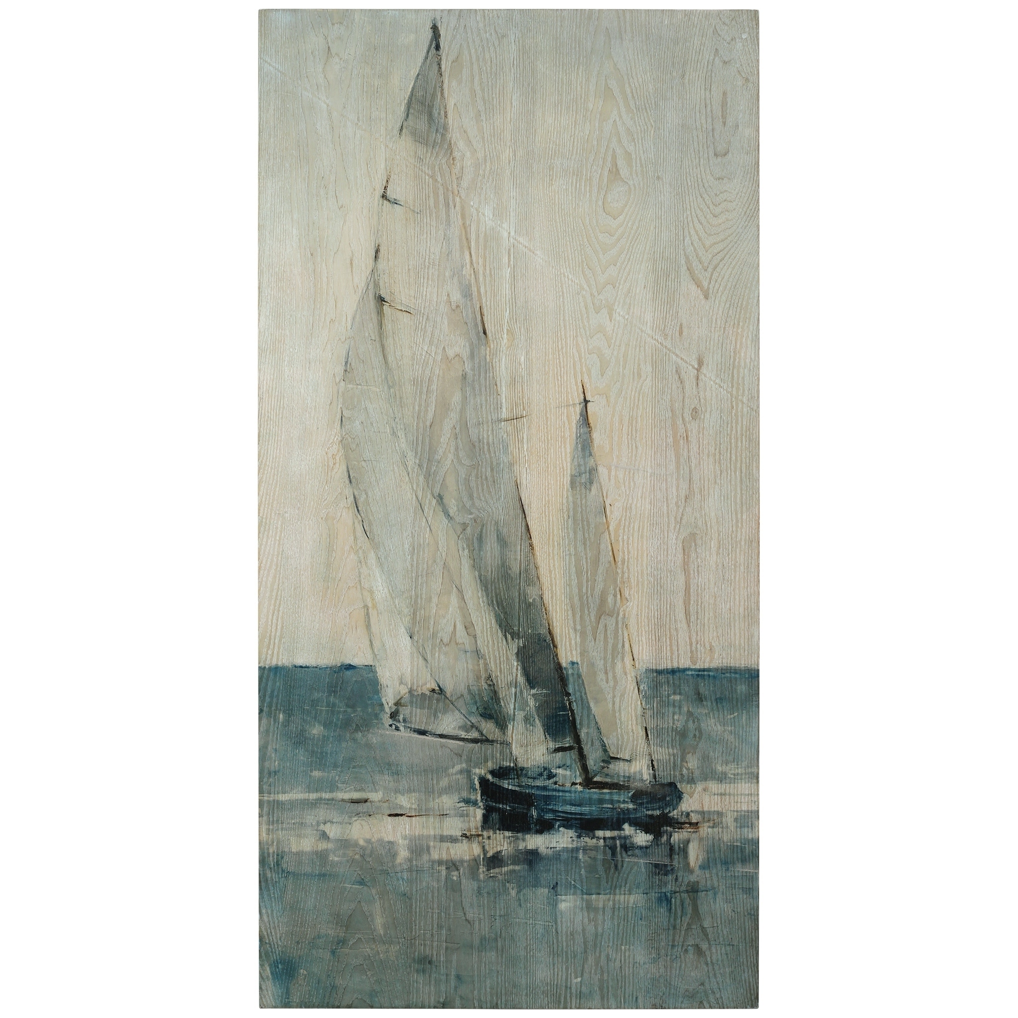 Sea & Sailboat Wall Art Giclee Printed on Hand Finished Ash Wood