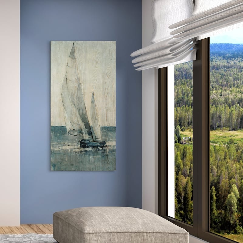 Sea & Sailboat Wall Art Giclee Printed on Hand Finished Ash Wood