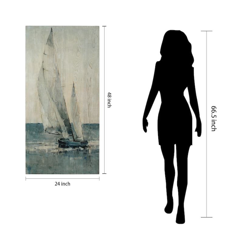 Sea & Sailboat Wall Art Giclee Printed on Hand Finished Ash Wood