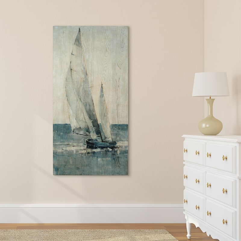 Sea & Sailboat Wall Art Giclee Printed on Hand Finished Ash Wood