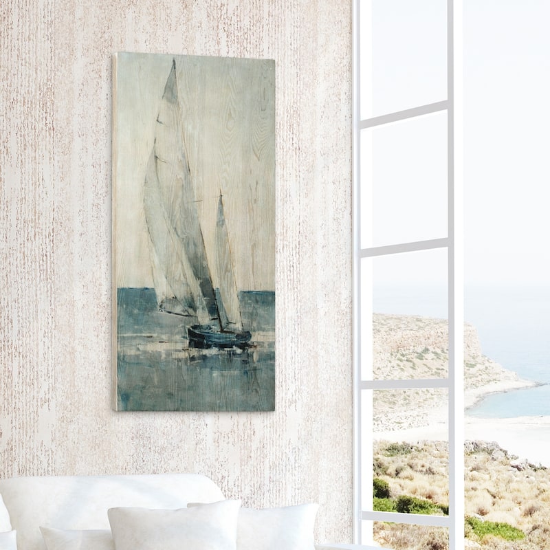 Sea & Sailboat Wall Art Giclee Printed on Hand Finished Ash Wood