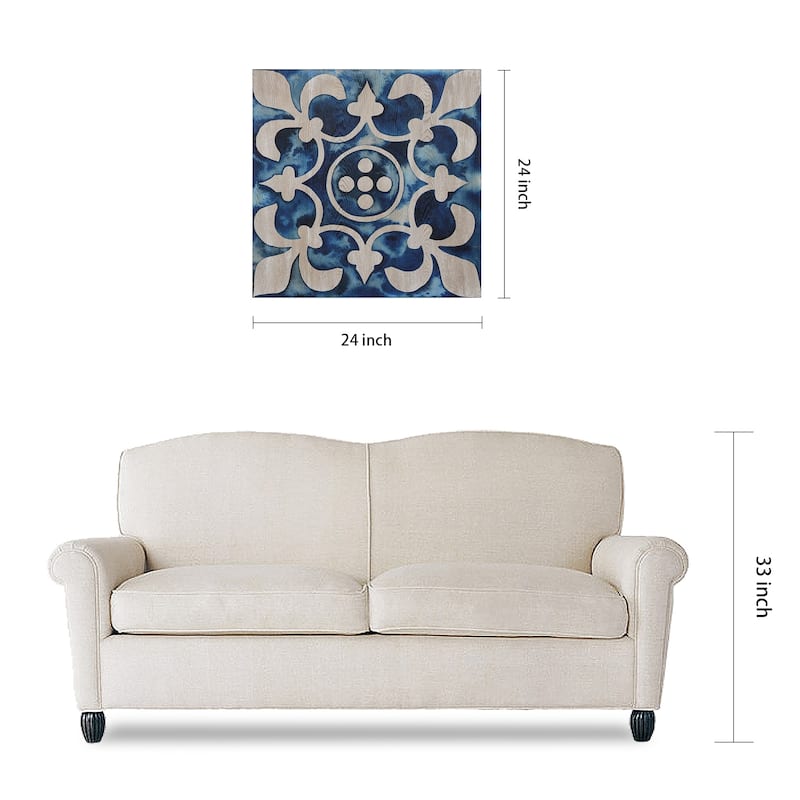 "Cobalt Tile III" Fine Giclee Printed Directly on Hand Finished Ash Wood Wall Art