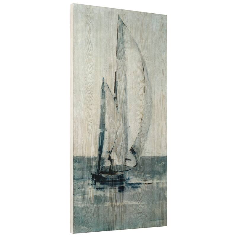Sea & Sailboat Diptych Wall Art Printed on Hand Finished Ash Wood