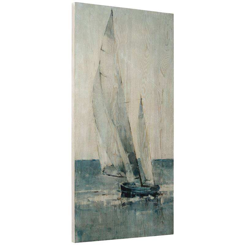 Sea & Sailboat Diptych Wall Art Printed on Hand Finished Ash Wood