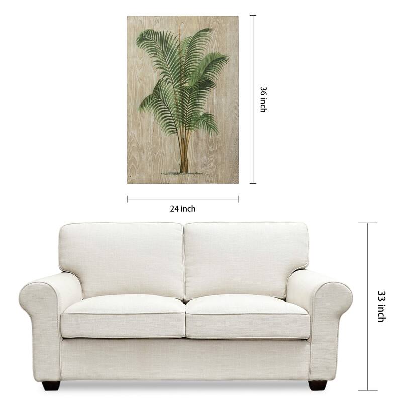 Coastal Palm Fine on Hand Finished Ash Wood Wall Art - Diptych Set