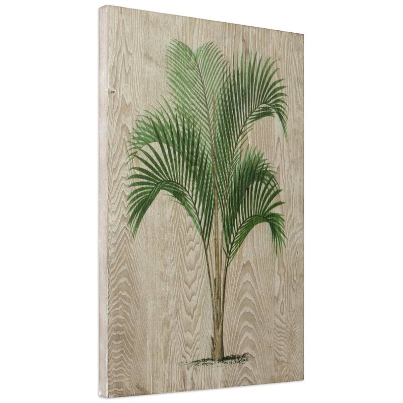 Coastal Palm Fine on Hand Finished Ash Wood Wall Art - Diptych Set