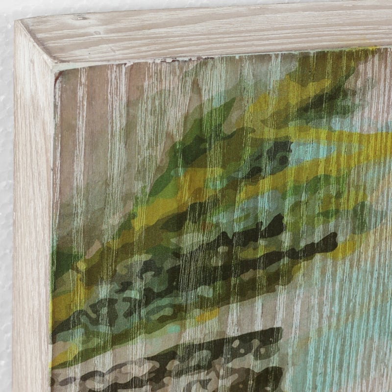 Palm Tree Diptych Wall Art Giclee Printed on Hand Finished Ash Wood - Multicolor