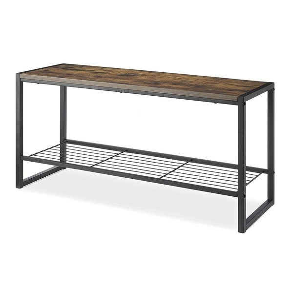 Whitmor Modern Industrial Entryway Bench with Shoe Storage Brown On Sale Bed Bath Beyond 30731854