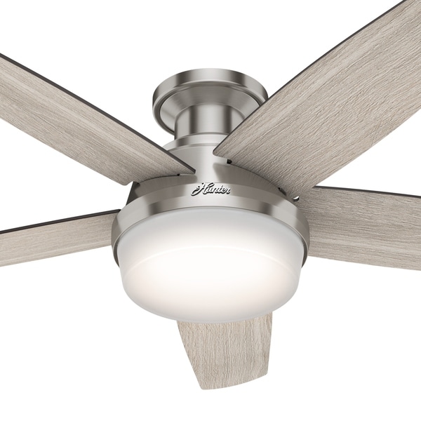 Hunter Fan 46 inch Low Profile Matte Silver Fan w// Light Kit /& Remote Control