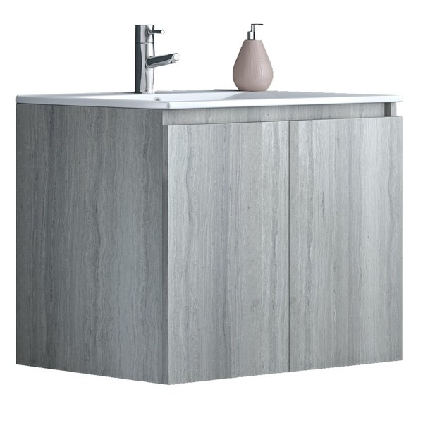 Shop 24 Inch Floating Bathroom Vanity Natural Oak Grey ...