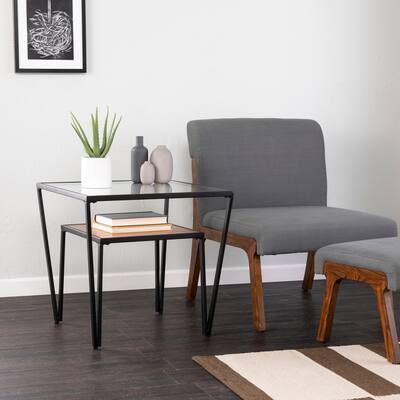 SEI Furniture Vickdale Geometric Square Glass-Top End Table