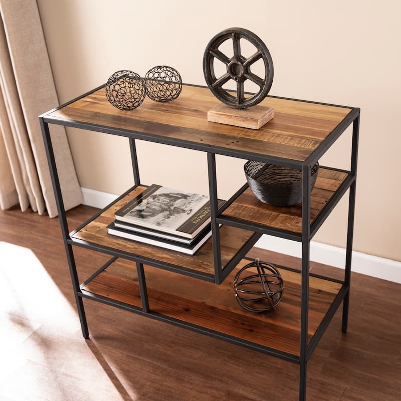 SEI Furniture Mathers Industrial Reclaimed Wood Bookcase Etagere