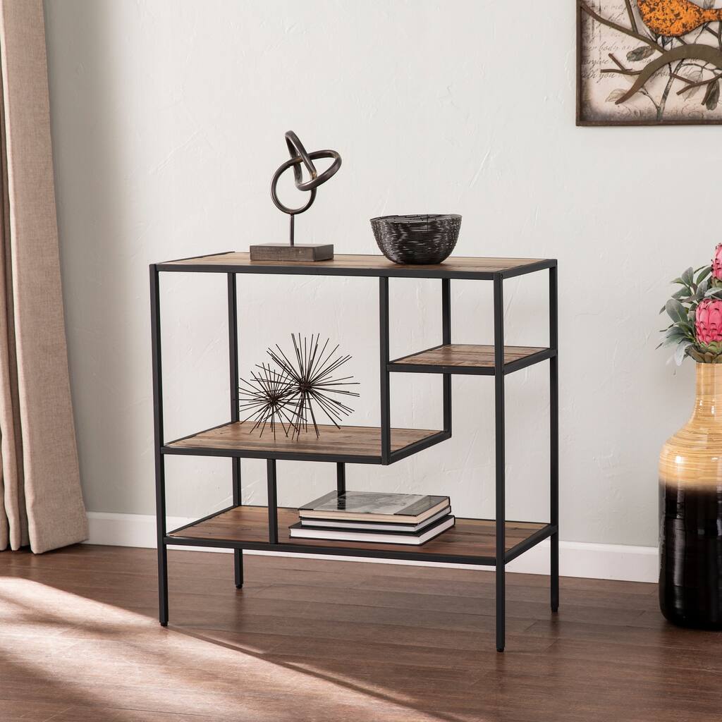 SEI Furniture Mathers Industrial Reclaimed Wood Bookcase Etagere