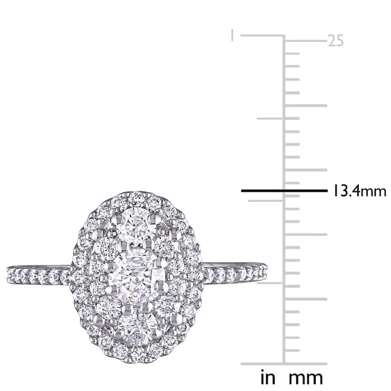 Miadora 10k White Gold 1ct TDW Diamond Oval Halo Composite Engagement Ring