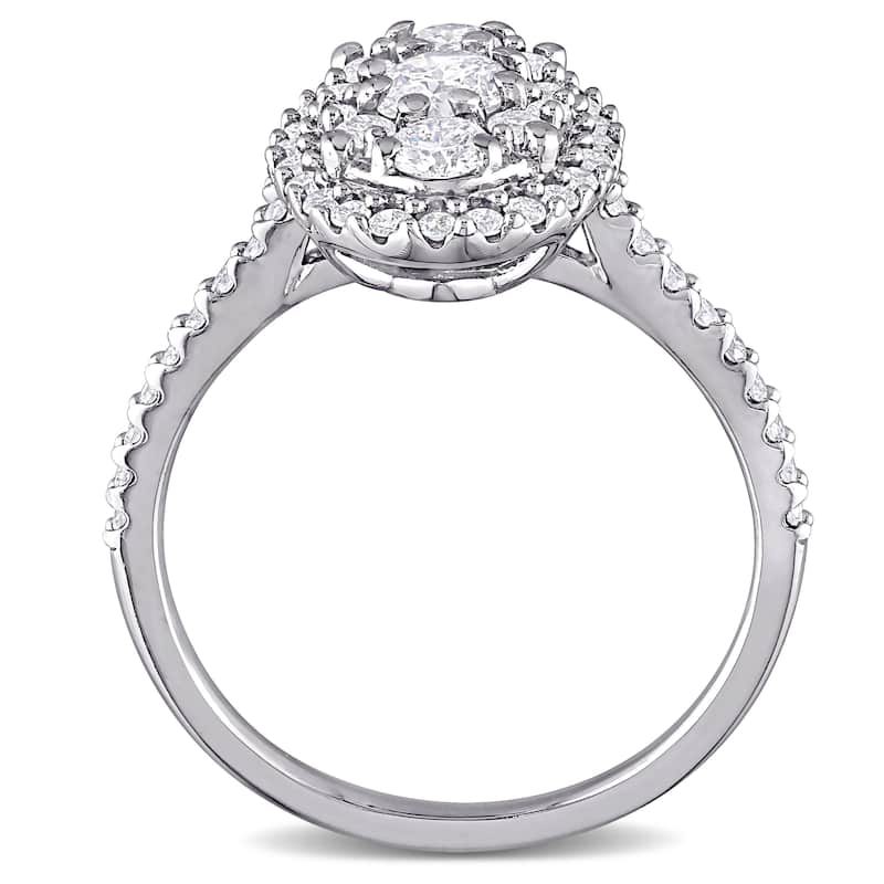 Miadora 10k White Gold 1ct TDW Diamond Oval Halo Composite Engagement Ring