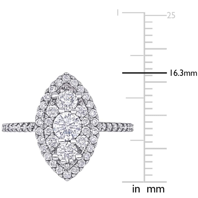 Miadora 10k White Gold 1ct TDW Diamond Marquise Composite Halo Vintage Engagement Ring