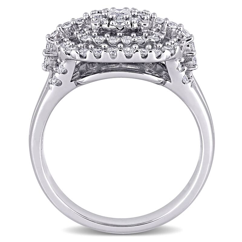 Miadora 14k White Gold 1ct TDW Diamond Composite Halo Engagement Ring