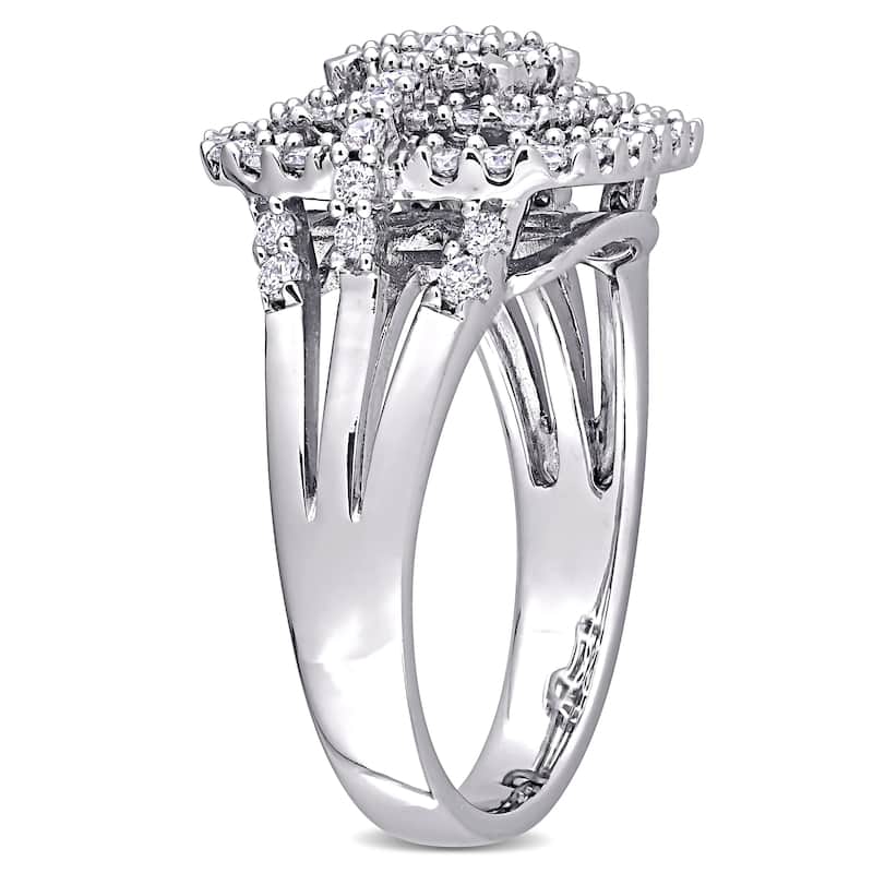 Miadora 14k White Gold 1ct TDW Diamond Composite Halo Engagement Ring